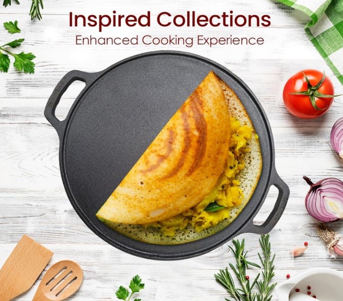 Kashvi Heavy Duty Cast Iron Dosa Tawa with Handles - Image 4